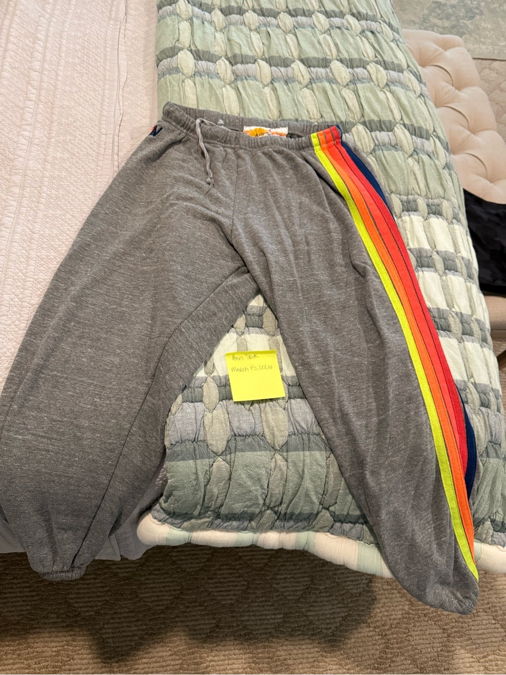 Aviator Nation Gray Joggers with Rainbow Side Stripes